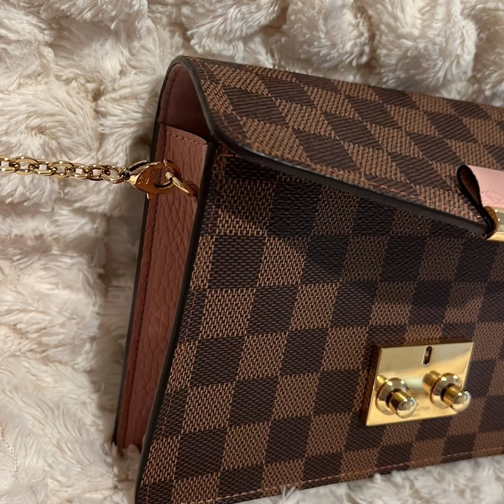 Louis Vuitton Croisette Chain Wallet Crossbody Bag Rose Ballerine Pink i…